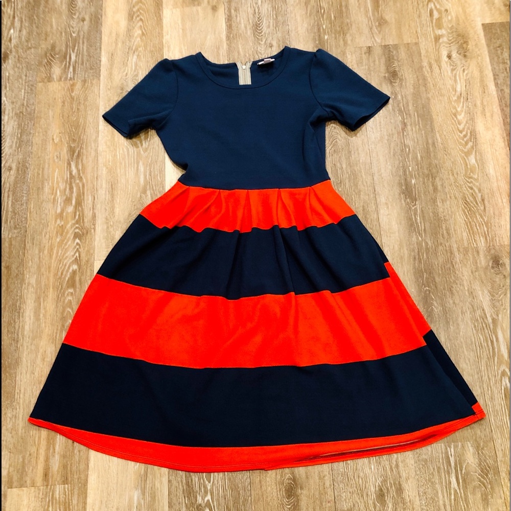 LulaRoe Amelia Navy/Red Dress NWOT